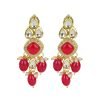 Rani Nandini Ethnic Polki Kundan AD Necklace Set- Red