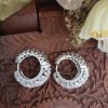 Saanya CZ Silver And Pink Hoop Earrings