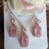 Shnaya CZ Pink Pendant Set