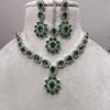 Olivia American Diamond Emerald Green Necklace Set