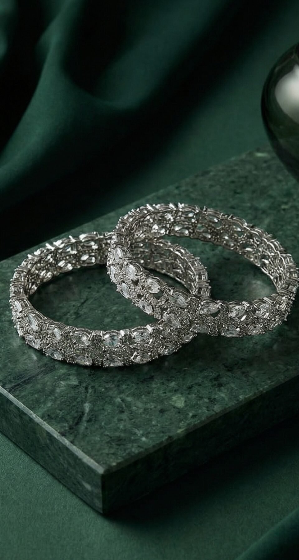 Aaliya American Diamond Bangles Silver