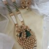 Priyanka Gold Plated Long Emerald Green Necklace Set