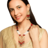 Divya Gold Plated Maroon Long Necklace Set