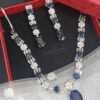 Marine American Diamond Blue Oval Shape Necklace Set