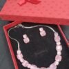 Cherry American Diamond Pink Necklace Set