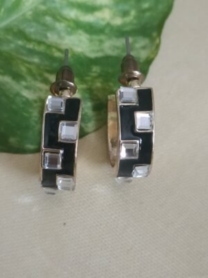 Vanya Black Hoop Earrings