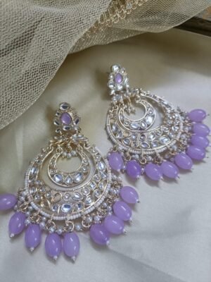 Vinakshi Lavender Gold Plated Chandbalies Earrings