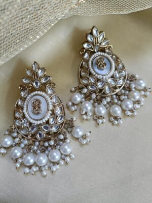 Ruhi Off White Gold Plated Statement Earrings