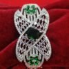 Designer American Diamond Emerald Silver Plated Bracelet