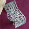 Designer American Diamond Pink Silver Plated Bracelet