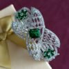 Designer American Diamond Emerald Silver Plated Bracelet