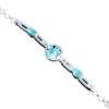 Rosy Cubic Zirconia Mint Green Silver Plated Bracelet