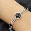 Rosy Cubic Zirconia Black Silver Plated Bracelet