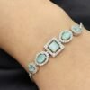 Elegant American diamond Mint Green Silver Plated Bracelet