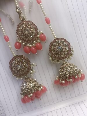 Palak Peach Maangtika Set