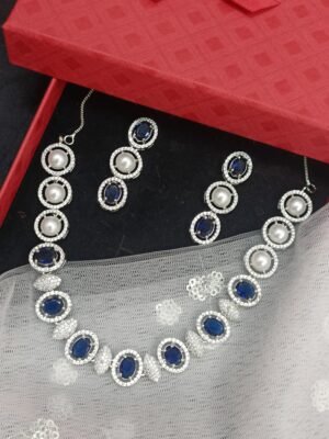 Bela Blue American diamond Necklace Set