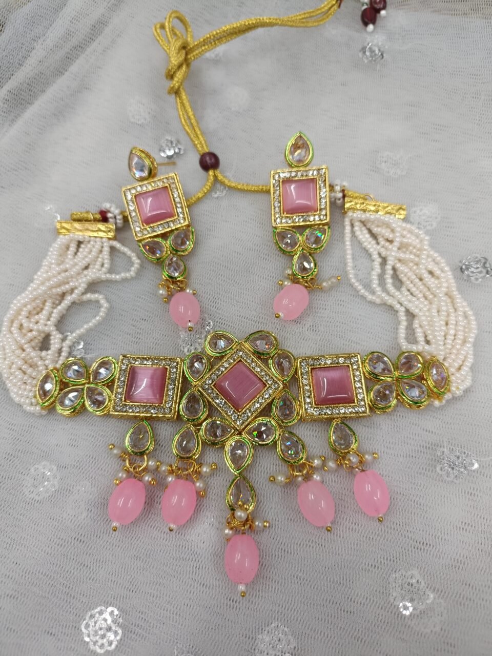 Aaisha Pink Choker Necklace Set