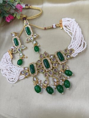 Aaisha Emerald Green Choker Necklace Set