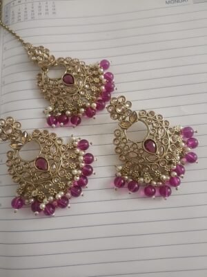 Prisha Purple Maangtika Set