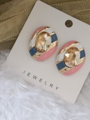 Candy Luxe Oval Pink Stud Earrings