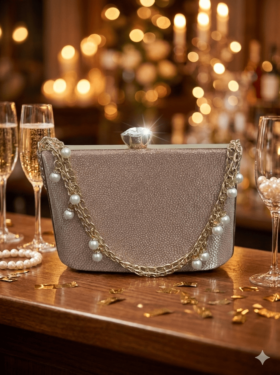 Shimmer Bloom Rose Gold Clutch
