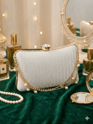 Moonlite Bloom Silver Clutch