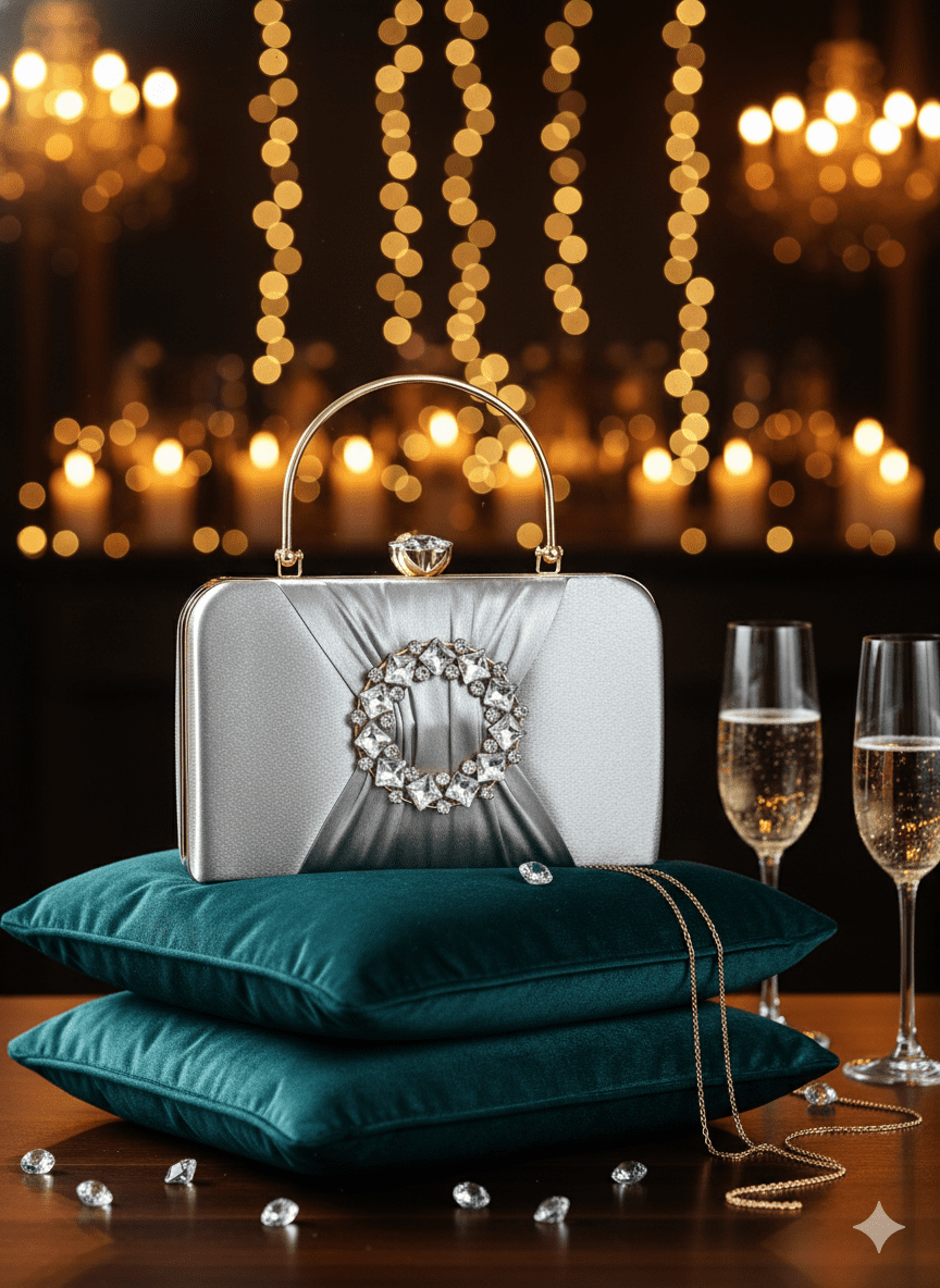 Luna Luxe Grey Clutch