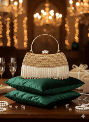 Crystle Dazzle Maroon Clutch