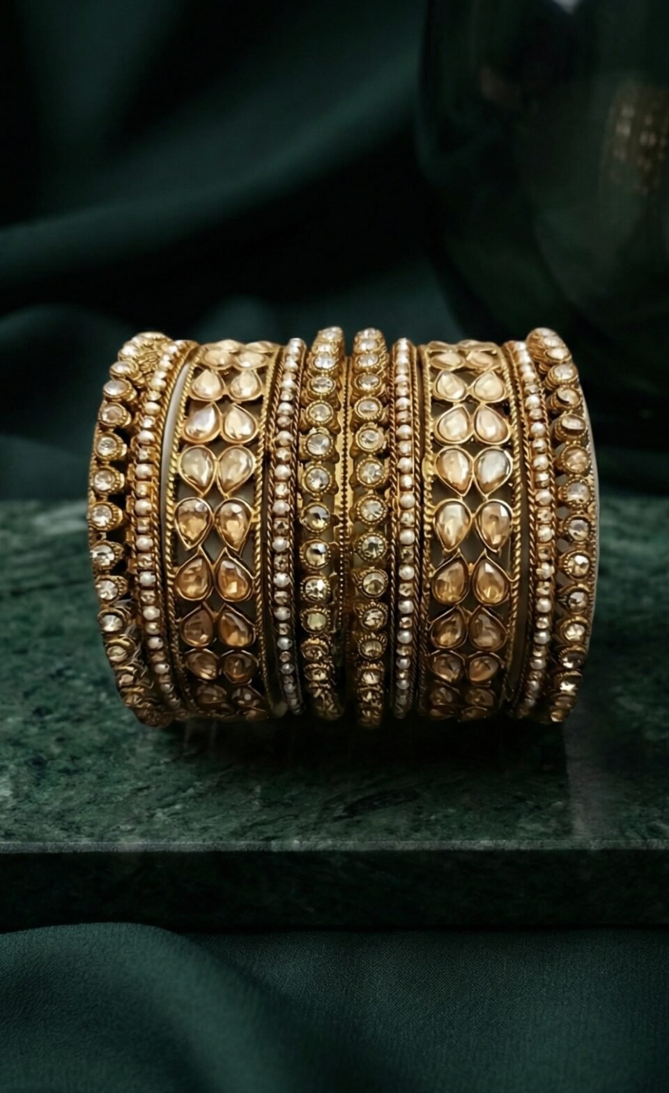 Raavi Golden Stone Bangles