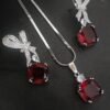 Ruby Elegance Bow Pendant Set
