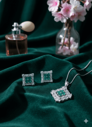 Royal Amethyst Spark Green Pendant Set