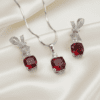 Ruby Elegance Bow Pendant Set