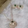 Radiant Charm Emrald Moissanite Pendant Set