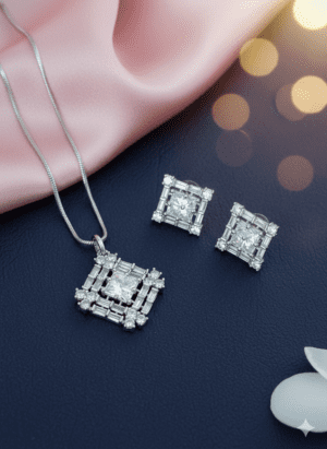 Royal Amethyst Spark Silver Pendant Set