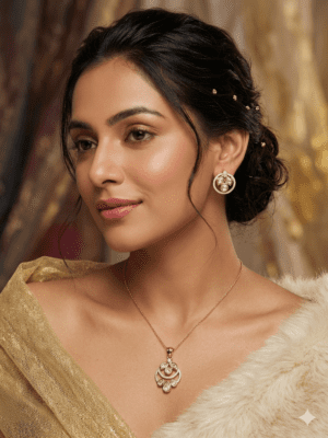 Golden Dewdrop Moissanite Pendant Set