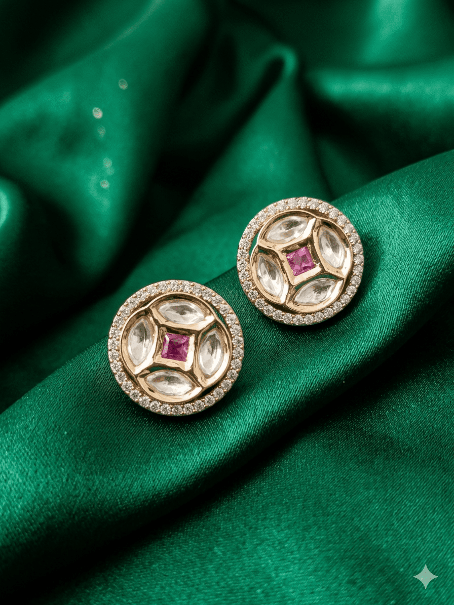 Celeste Sparkle Ruby Stud Earrings