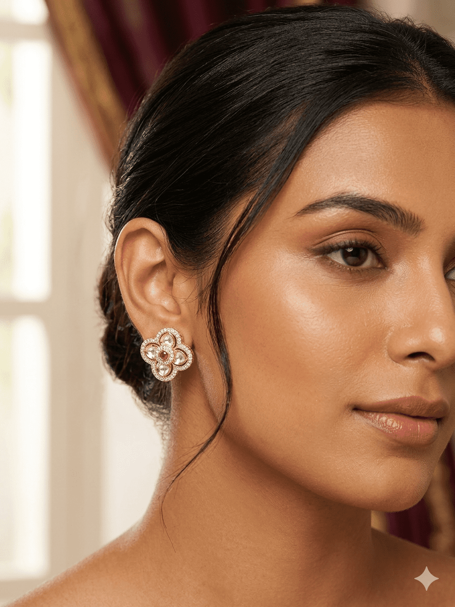 Ruby Bloom Floral Stud Earrings