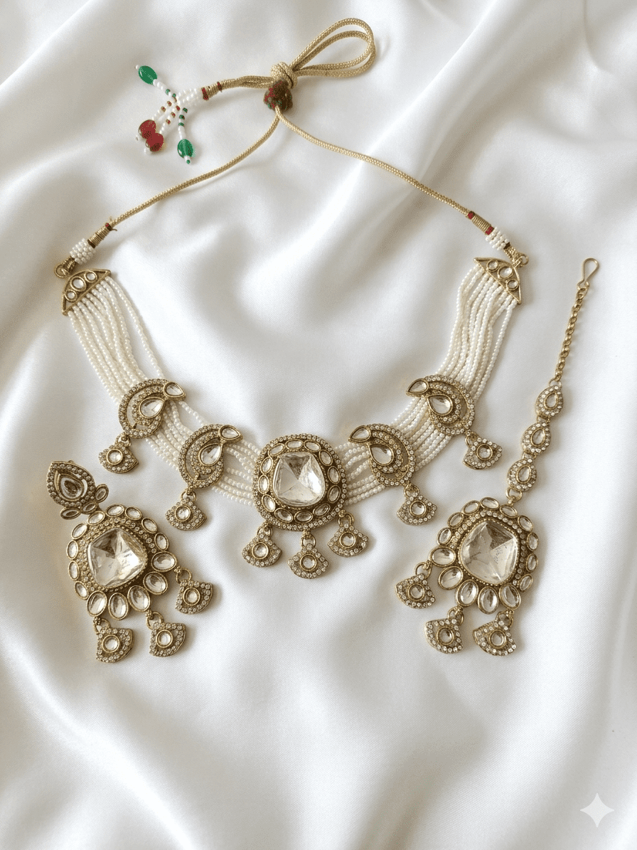 Heritage Paisley Polki Choker Set