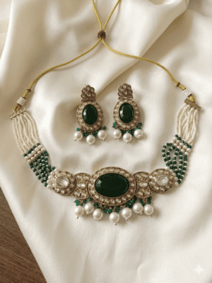 The Emerald Empress Antique Choker & Earring Set