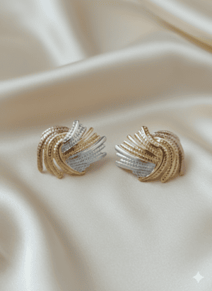 Twilight Twist Tri-Tone Stud Earrings