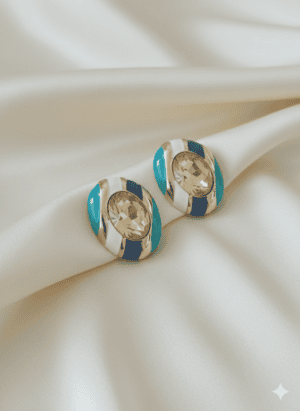 Candy Luxe Oval Blue Stud Earrings