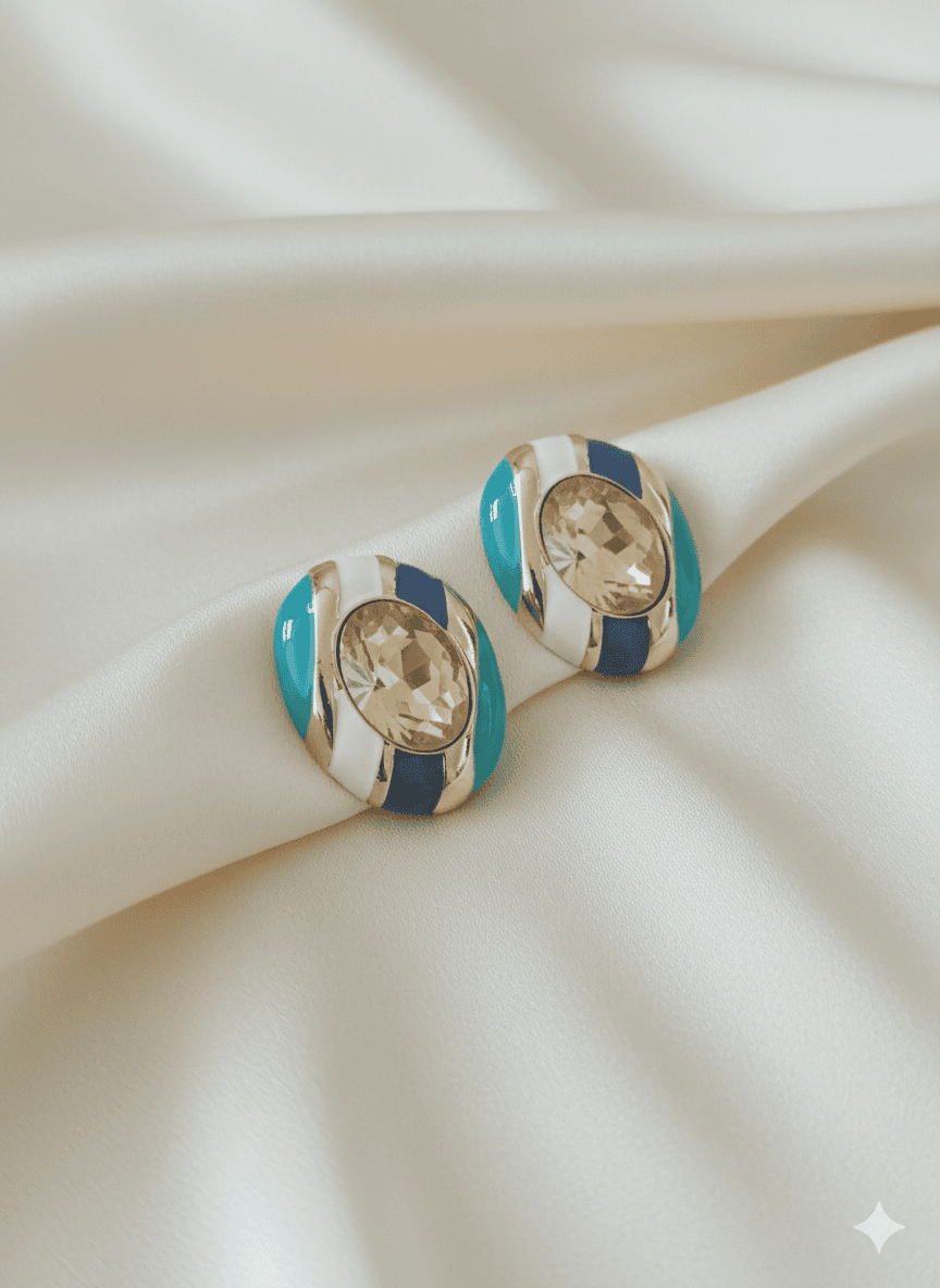 Candy Luxe Oval Blue Stud Earrings