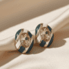Candy Luxe Oval Navy Blue Stud Earrings