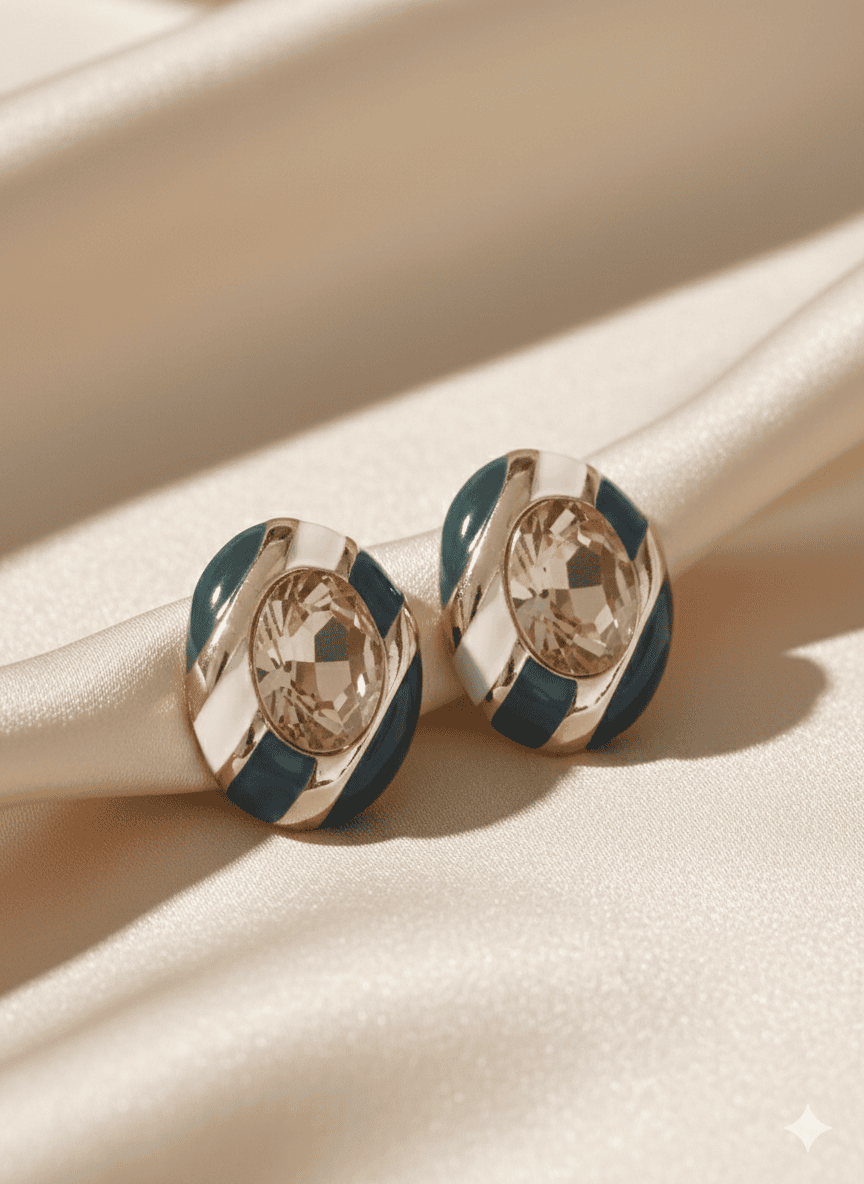 Candy Luxe Oval Navy Blue Stud Earrings