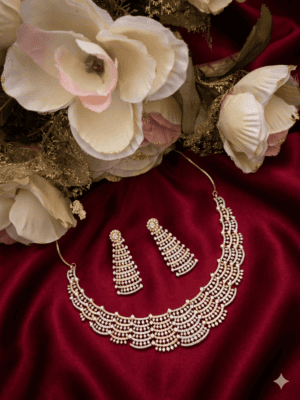 Crystal Cascade Zirconia Gold Polished Elegance Necklace Set