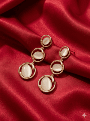 Jade Bloom Circle Drop Off White Earrings