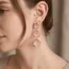 Jade Bloom Circle Drop Pink Earrings