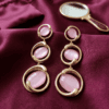 Jade Bloom Circle Drop Pink Earrings