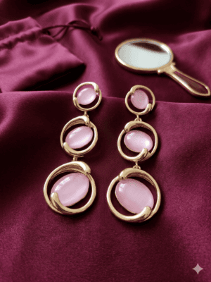 Jade Bloom Circle Drop Pink Earrings