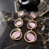 Jade Bloom Circle Drop Pink Earrings